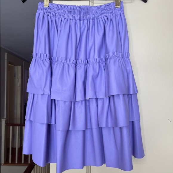 JLY Dresses & Skirts - Purple Faux Leather Skirt Ruffle Layered